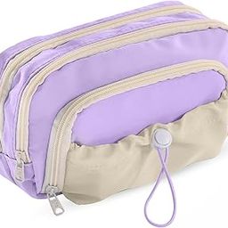 Lyrovo Pouch for School Girls and Boys Pencil Case with Mesh Compartments and Adjustable Drawstring Pocket (Purple)-image-57