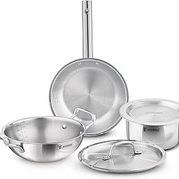 Bergner Tripro Triply Stainless Steel Cook Serve N Keep 5 Pcs Cookware Set - 24cm/3L Kadai with Lid, 22cm/1.5 L Frypan, 16cm/2 L Tope with Lid, Event Heating, Less Oil Use - Induction and Gas Ready-picture-13