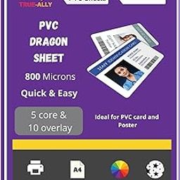 True-Ally PVC Lamination Dragon Sheet A4 Size 800 Micron for PVC Aadhar, Photos, ID card (Set of 5 Cores and 10 Overlays)-image-44