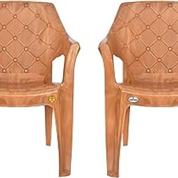 Prima Plastic Chair for Living Room | Set of 2 | Chair for Home, Living Room, Outdoor | Stackable Chair with arm | 100% Virgin Plastic | Bullet 1 (Sandalwood Colour)-image-68