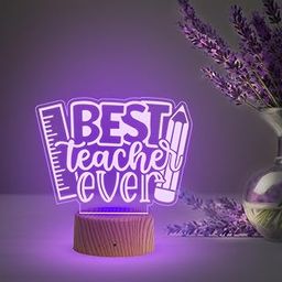 Gift Me Bazar Best Teacher Ever Engraved Acrylic Night Lamp with Multicolored Light & USB Powered | Birthday Gift for Teachers by Students | Teachers Day Gift | Thankyou Gift for Madam & Sir-image-61