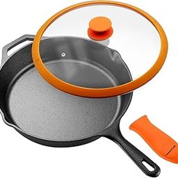 CountryCook Pre-Seasoned Cast Iron Frying Pan 30cms with Glass Lid, Induction Friendly, Non-Toxic, Enamel Free Cookware (Frying Pan, 30 Cms),Multicolor-image-62