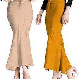 Women’s Perfect Curvy Look Saree Shapewear (Cream & Yellow Petticoat (XL)_pc)-picture-40