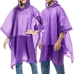 Pivalo EVA Poncho Raincoat Transparent Hooded Water Resistant Rain Jacket with Sleeves for Women Men Camping Rainy Season Travel - Purple-image-77