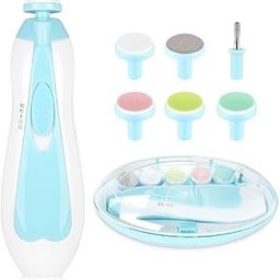 Baby Electric Nail Trimmer, 6 Interchangeable Heads, LED Light, 4 Working Modes, Battery Operated, random colour-image-32