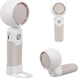 Portable Mini Handheld Fan, Rechargeable Hand Fan Mini Fan 3 Speeds Strong Airflow Travel Fan with Base, Folding Small Desk Fan for Indoor & Outdoor, Brown-15