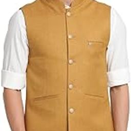 Men 100% Cotton Dobby Print Formal Nehru Jacket-image-11