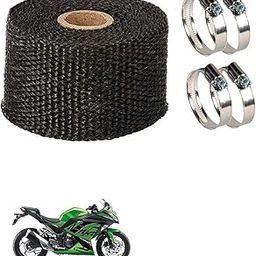 Znee Smart Silencer Wrap with Clamp Bike Exhaust Heat Shield (3Mtr Black)+ 4 Pcs Clamp for Kawasaki Ninja 300-image-66