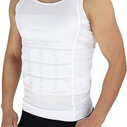 Mens Slimming Body Slim N Lift Shaper Belly Buster Underwear Vest Compression (X Large) White-image-5