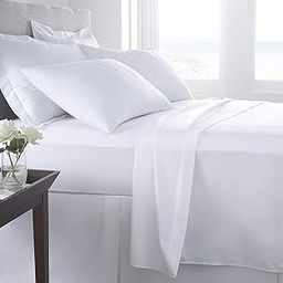 Huesland by Ahmedabad Cotton 144 TC Cotton Bedsheet for Double Bed with 2 Pillow Covers - White-image-1