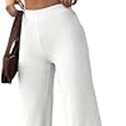Women's Stretchable Trousers - Polyester Blend, Solid Design, Elastic Waist, Office & Casual Wear|Trouser_Plain_F_WHITE-7967-79