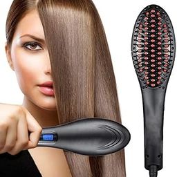 CUVLY Hair Electric Comb Brush 3 in 1 Ceramic Fast Hair Straightener For Women's Hair Straightening Brush with LCD Screen, Temperature Control Display,Hair Straightener For Women (BLACK)-image-14