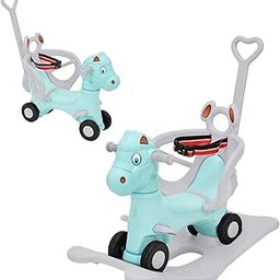Amazon Brand - Jam & Honey 3-in-1 Ride-On and Rocker with Parental Handle | for Kids 2-5 Years Old | Non-Toxic PE | Durable and Safe with Seat Belt | BIS Approved | Blue-3
