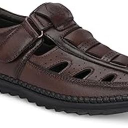 KASTAVA Mens 108 Synthetic Leather Sandals Casual Sporty Comfortable Toe Sandals with Premium PU Padding-image-93