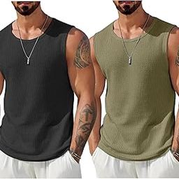 Men Polyester Blend Athletic Gym Tank Tops Sleeveless Sports Vest-10