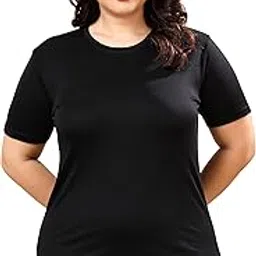 THEFITTHEORY Women's Solid Tech Stretch Short-Sleeve Gym Sports T-Shirt Self Design Women Round Neck T-Shirt-picture-4