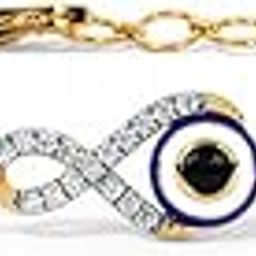 14 KT Yellow Gold Infinity Evil Eye Diamond Mangalsutra Bracelet for Women-image-58