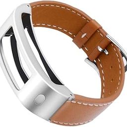 Compatible with Garmin Vivofit 1/2 Bands, Leather Strap with Silver Stainless Steel Hardware - S/M & M/L (Brown)-28