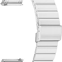 ACM Watch Strap Stainless Steel Metal compatible with Universal 22mm Size Replacement Strap Smartwatch Adjustable Belt Band Silver-12