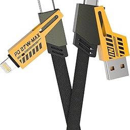 Awespire 4-in-1 Flat Braided 60W Fast Charging Cable | USB-A to Lightning, C to Lightning, USB-A to C, Type-C to Type-C | Compatible with iPhone, Android, MacBook, Laptop & More-image-81