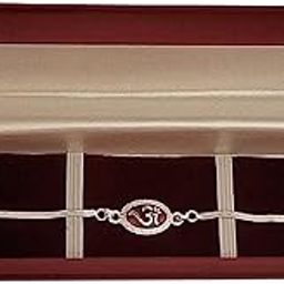 Fine Silver OM Design rakhi for brother with Kumkum Chawal/Silver rakhi for bhai/Rakshabandan/gift for men,boys/set-image-75