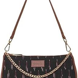 zouk Baguette Bag | Crossbody Bags for Women | Women's Handbags | Stylish Sling Bag for Woman | Vegan Leather Evening Bag | Travel & Office Use | Purse and Wallet | Ikat GreRed Print-picture-2