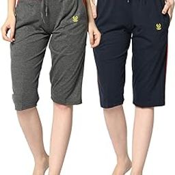 Women Capri for Sleep, Gym, Yoga and Sports Wear Pack of 2-C2_NVY_C9_ANT_02-P-image-40