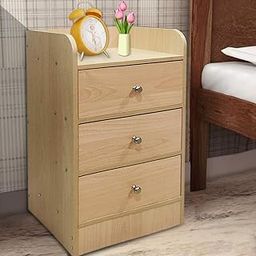 Kawachi Bedside Engineered Wood Table/Coffee Table/Sofa Table/End Table with Storage of 3 Drawers Beige-image-90