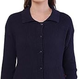 Women's Cotton Full Sleeve with Shirt Collar Dark Blue Cardigan-image-59