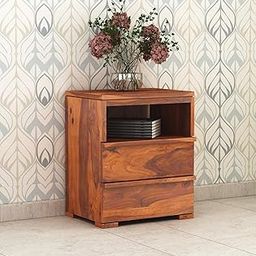 WOODVUE FURNITURE Sheesham Wood Bedside Table for Bedroom | Solid Pure Wooden Bed Side Nightstand End Table with 2 Drawers and Open Shelf for Home & Bed Room-12