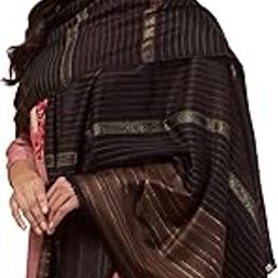 Stripes Design Shawl/Stole for Women, Pure Wool Style Wrap for Ladies, Zari Weave, Large Size Shawl for winters-image-7