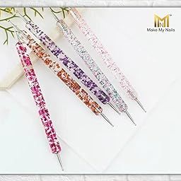 Makemynails 5 Pcs/Set Nail Art Dotting Tools Mandala Dotting Tools Nail Art Dotting Embossing Tools Pattern Tracing Dotting Tools for Nails Decoration Stamping (Multicolour)-picture-21