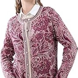 Women's Regular Fit Cardigan | Self Design Pattern | Button Closure with Full Sleeves Round Neck Winter Cardigan for Womens-picture-52