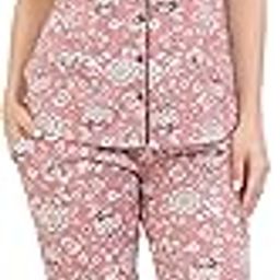 Cotton Printed Night Suit Set of Shirt & Pyjama for Women | Collar Neck, Half Sleeve & Relaxed Fit Pyjama Set | Stylish Night Wear Dress for Women | Size: S-2XL-image-79