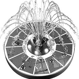 Solar Bird Bath Fountain Pump, SZMP Upgraded 3.5W Solar Powered Water Fountain with 100% Glass Panels, Floating Solar Fountain with 2200mAh Battery 7 Nozzles for Garden, Pond, Pool, Fish Tank (White)-image-45