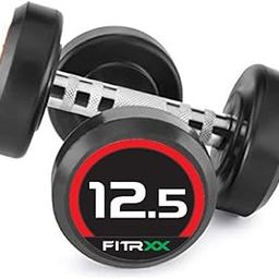 FITRXX Pair of Rubber Coated Round Shape Bouncer Dumbbell Set for Men & Women Professional Exercise Dumbbells for Full Body Workout, Upper & Lower Body Strength Training|Set of 2| (12.5kg), black-3
