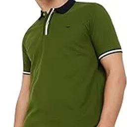 park avenue Men's Cotton Polyester Blend Solid Pattern Slim Fit Rib Collar Polo Neck Half Sleeve Casual T-Shirt-picture-12