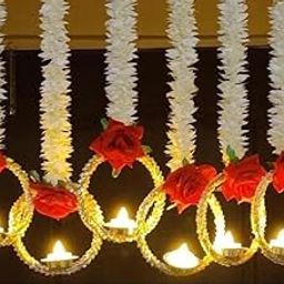 Divyakosh Set of 5 Wall Hangings for Home Decoration, Diwali Lights, Home Living Décor, Handmade Diwali Decoration Psychedelic Wall hangings, Door Valance Hanging with LED T Lights for Wedding Décor-picture-29