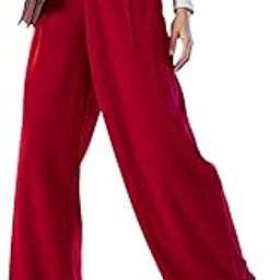Red Korean Pleated Loose Fit Pants-40