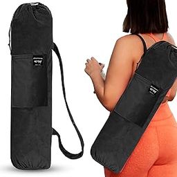 STRAUSS Velvet Yoga Mat Bag with Shoulder Strap | Washable & Durable Yoga Mat Cover Bag | Travel, Yoga & Gym Shoulder Bag | Along with Side Pocket | Ideal for Men & Women, (Black)-image-14