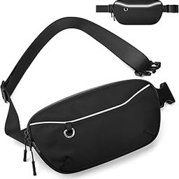 Fanny Pack for Men Women Unisex, Waterproof Belt Bag, Cross Body Bag with 54" Extended Adjustable Strap, Fashion Waist Packs for Workout Running Traveling Hiking, Black, Small-image-68
