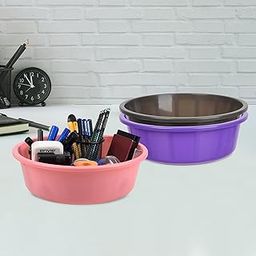 Pack of 3 Desk Organizer | Stationery Organizer | Multipurpose Organizer | Office Supplies for Pen-Pencil-Staplers | Desktop Organizer | 6 LTR | Purple & Gray & Light Pink-image-77