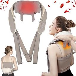 DADLM® Neckk and Back Massagerr, Neckk Massager with Heating, Body Massager for Body Aches and Pains Relief, Electric Wearable 5D Cervical Neck Massage Machine for Deep Tissue Neck, Back, Shoulders, Waist and Legs**- (White)-25