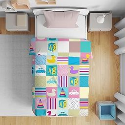 Home Plus Studios® Comforter Microfiber Reversible Cubes Printed Toddler Size 150GSM Ac Comforter New Born Baby Blanket | Soft Light-Weight Bed All-Season Blanket 0-4 Years Kids (100 Cm x 150 Cm)-image-81