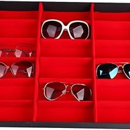 Sunglasses Case, Sunglasses Box 18 Grids Glasses Display Box Folding Cover Glasses Organizer for Organizing Holding and Displaying Sunglasses Eyeglass-image-25