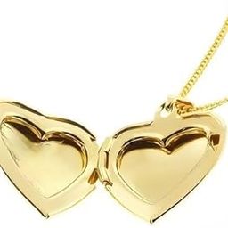 Brass Gold Plated Heart Shape Forever Close to Heart Openable Photo Locket Chain Pendant for Women-image-2