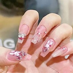 KRESHU 24 Pcs Gradient French Manicure Kit Heart & Imitation Pearl Décor Artificial False Full Cover Nail Tips Design-image-77