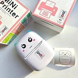 Cute Mini Thermal Photo Printer, Portable Bluetooth Label Printer, Black and White Prints, Compatible with iOS and Android, Black on White Thermal Printer with Roll of Print Paper-16
