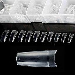 Wiselooker 500pcs French False Nails Tips Press on Nails Half Cover Fake Nails Acrylic Nails 10 Sizes for Nail Salons and DIY Nail Art (Clear)-18