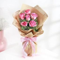 IGP-Pink Paradise Bouquet (Fresh Flowers-Roses) For Special Occasion, Birthday and Anniversary Gifting-image-4